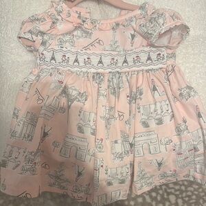 Pink Parisian Print Baby Dress